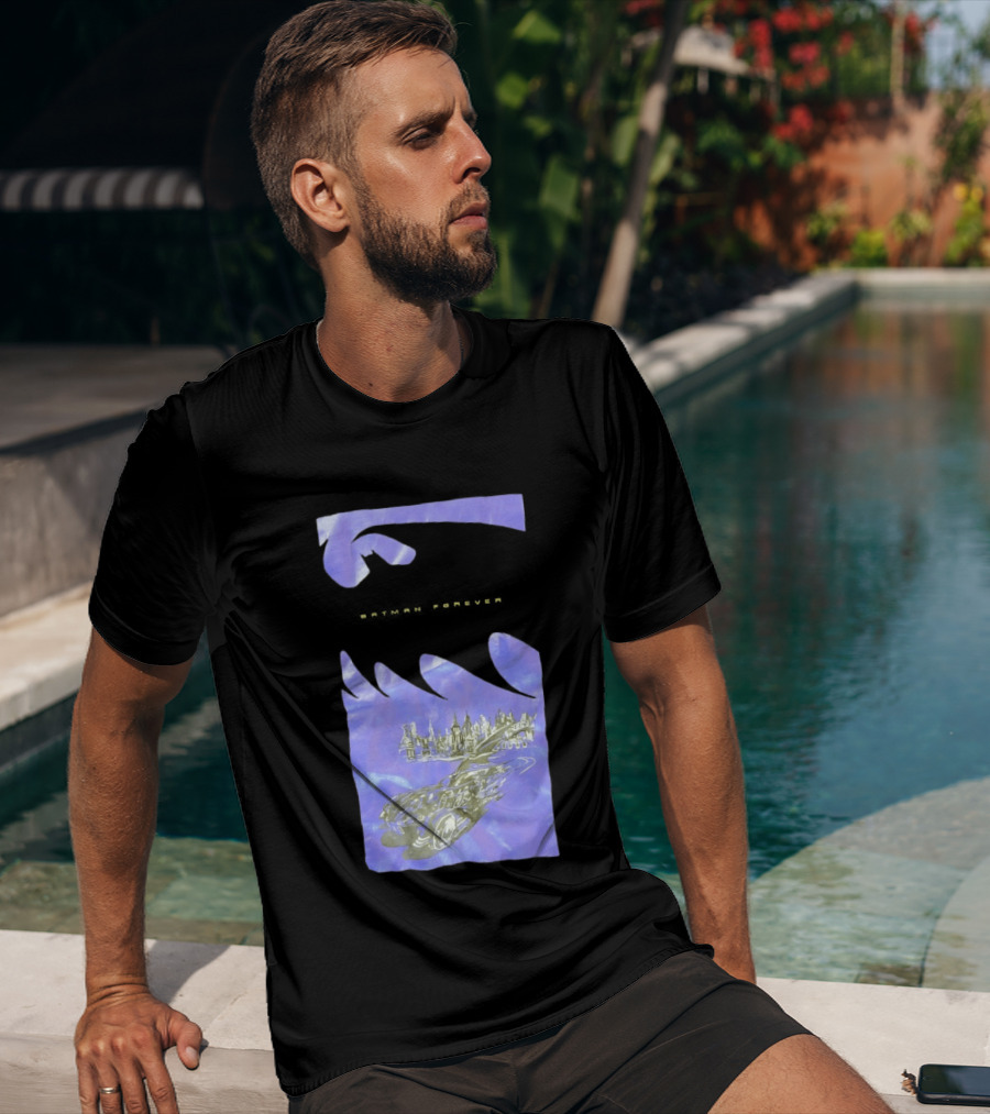 Photos Of A Batman Forever Gotham City Skyline Batmobile T-Shirt