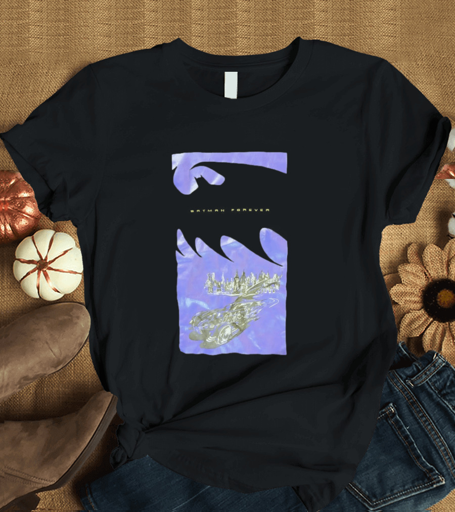 Photos Of A Batman Forever Gotham City Skyline Batmobile T-Shirt