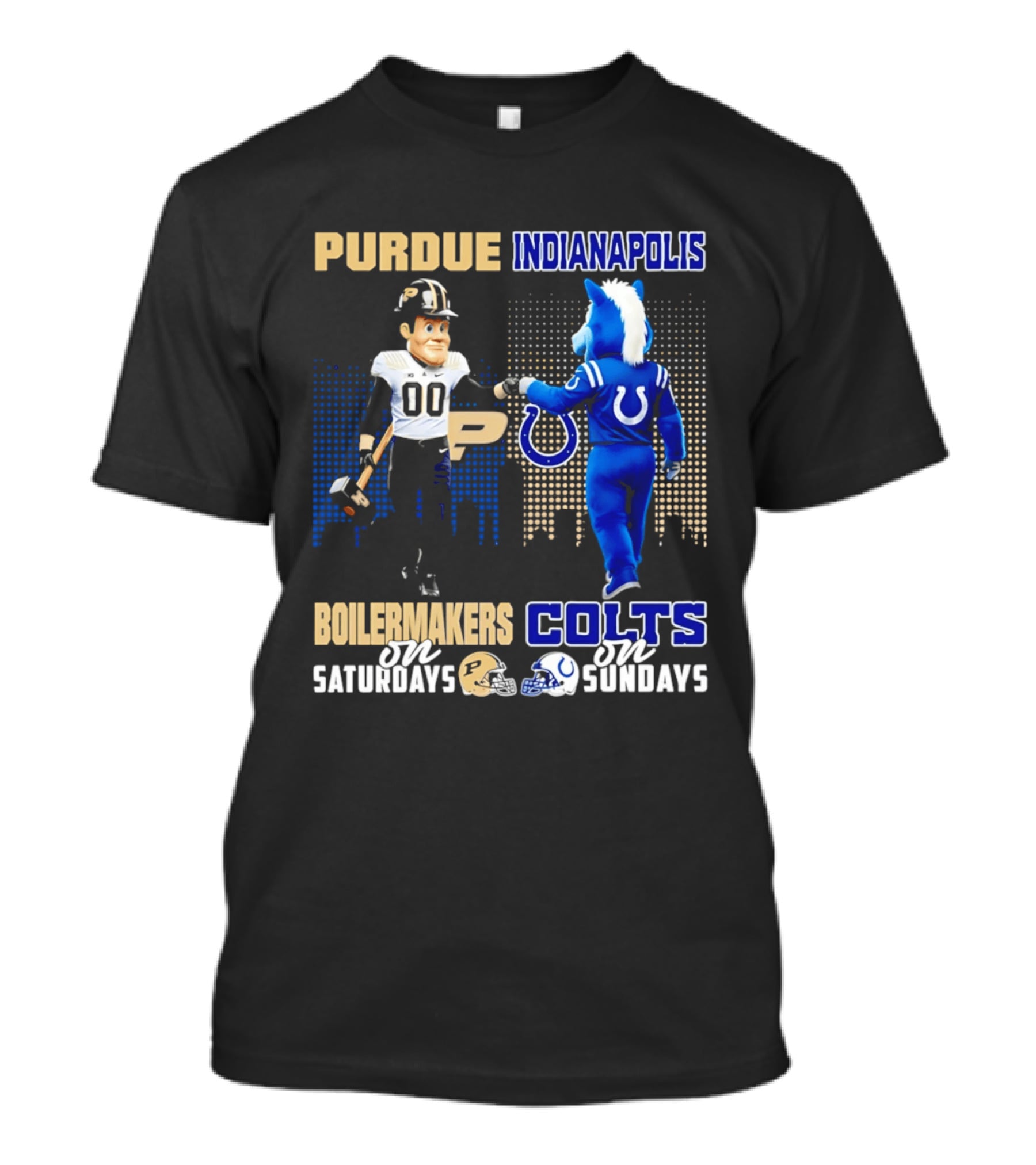 Purdue Boilermakers Saturdays Indianapolis Colts Sundays Skyline T-Shirt