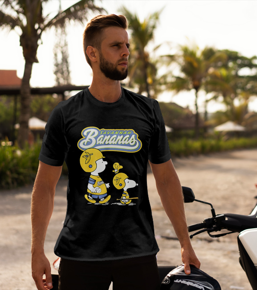 Savannah Bananas Snoopy Peanuts Baseball Player Helmet Bat T-Shirt