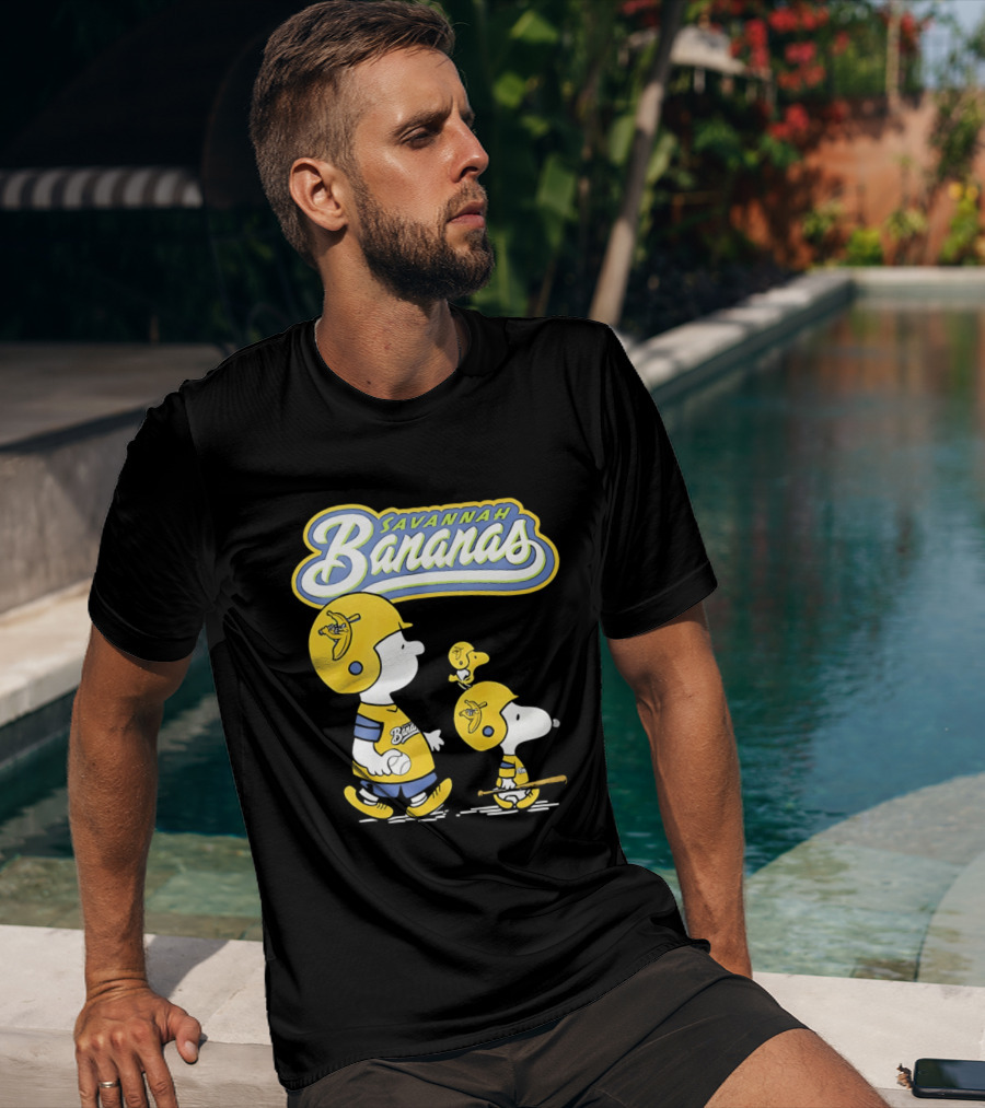 Savannah Bananas Snoopy Peanuts Baseball Player Helmet Bat T-Shirt