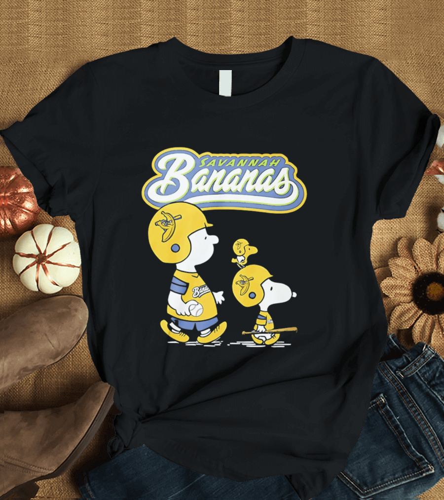 Savannah Bananas Snoopy Peanuts Baseball Player Helmet Bat T-Shirt