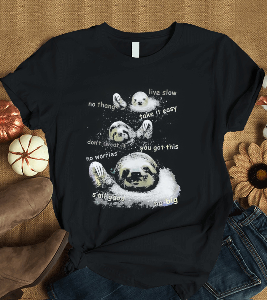 Sloth No Thang Live Slow Take It Easy Don’t Sweat It You Got This No Worries T-Shirt