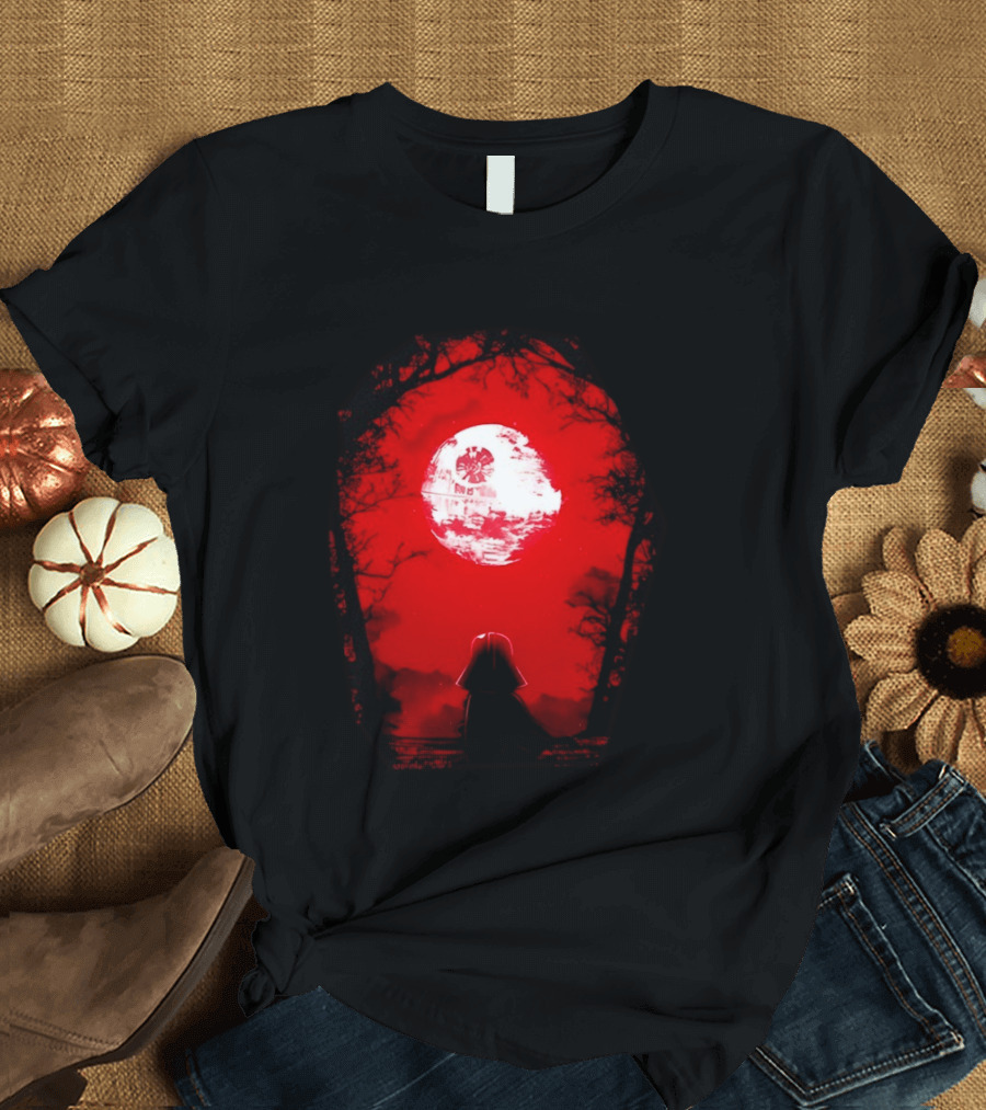 Darth Vader Blood Moon Dark Side Negative Forest Scene T-Shirt