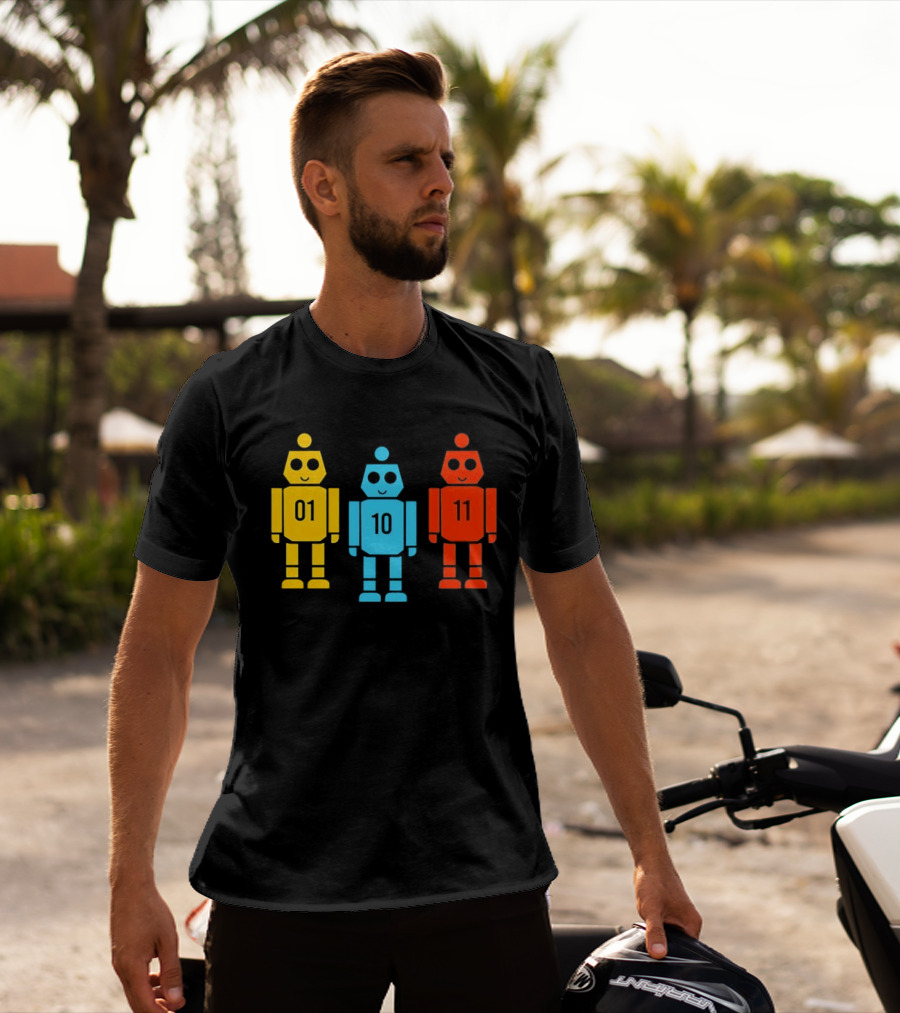 Robot 01 10 11 Trio Colorful Robot T-Shirt