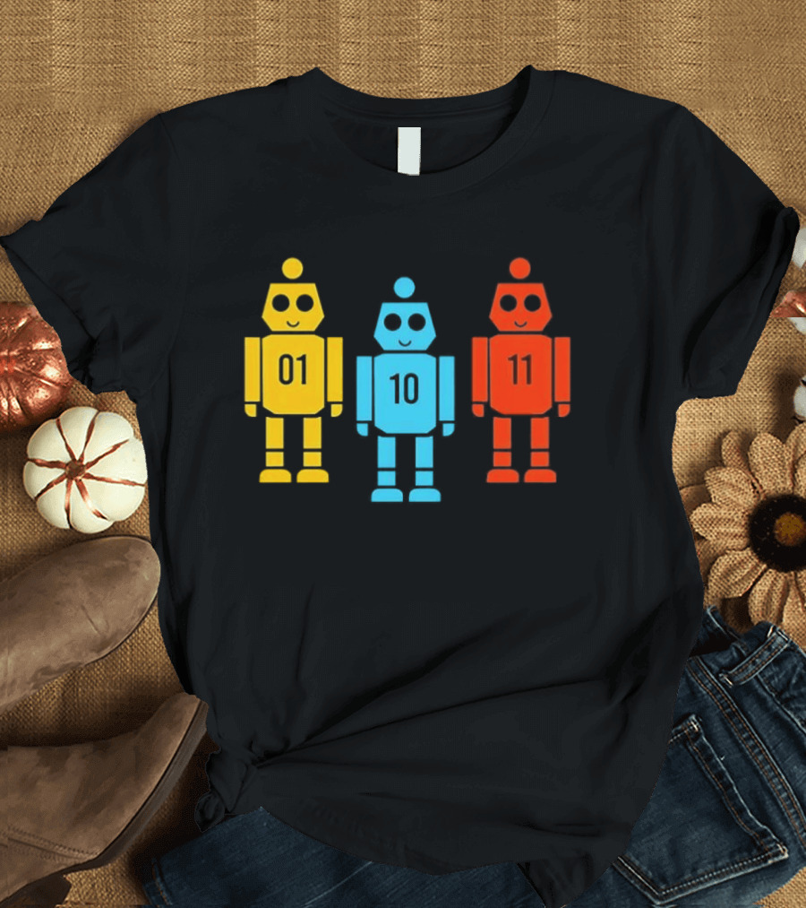 Robot 01 10 11 Trio Colorful Robot T-Shirt