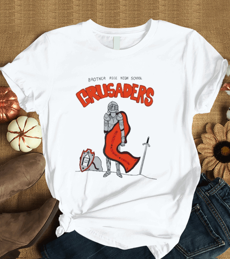 Brother Rice High School Crusaders Knight Shield And Sword T-Shirt