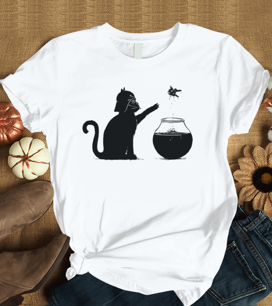Darth Cat Uses Force On Fish Bowl Star Wars T-Shirt