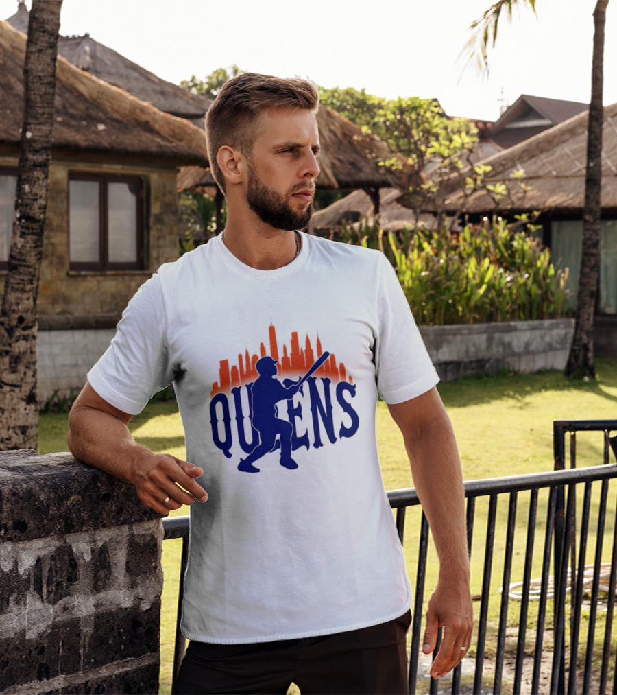 New York Mets Queens Baseball Skyline MLB T-Shirt