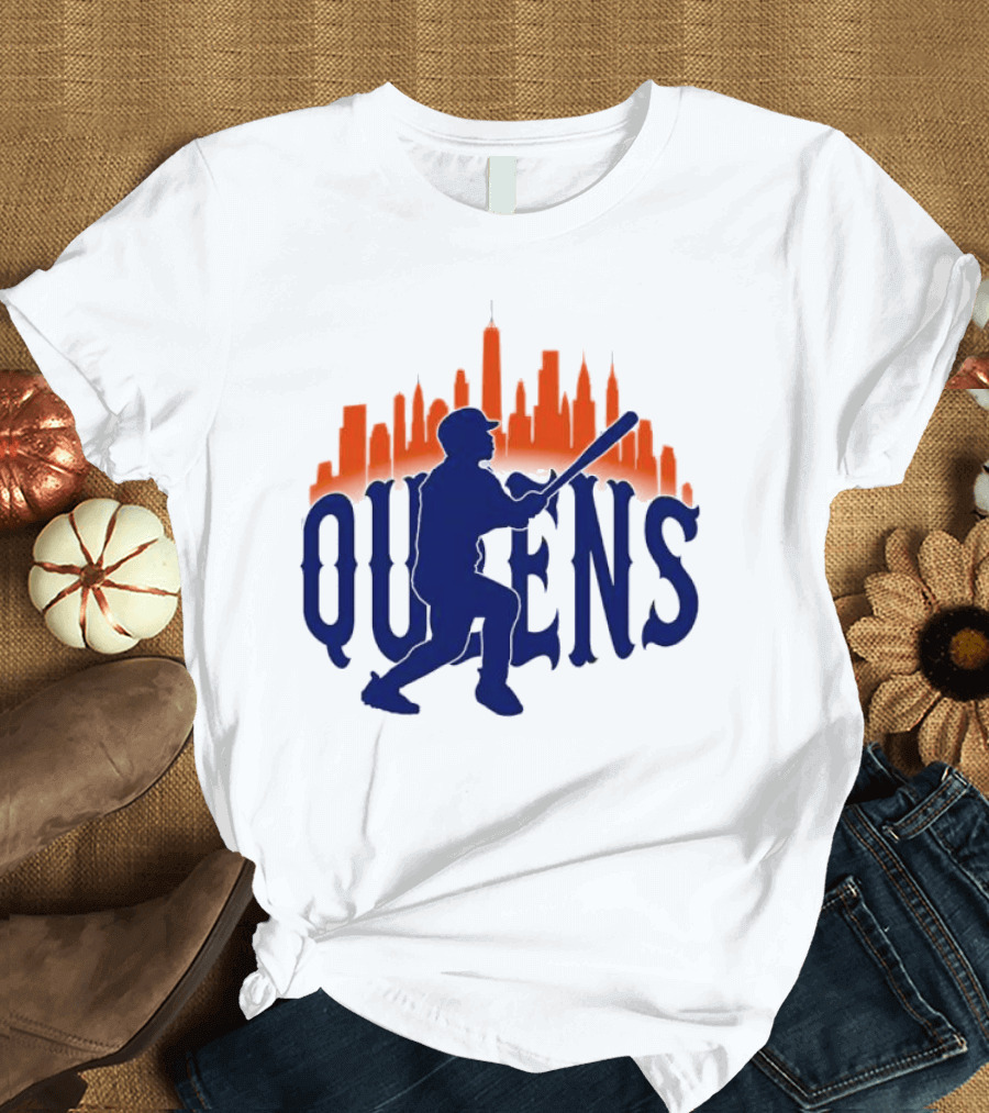 New York Mets Queens Baseball Skyline MLB T-Shirt