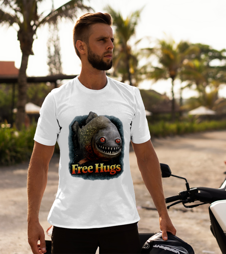 Piranha Free Hugs Creepy Fish Joke T-Shirt