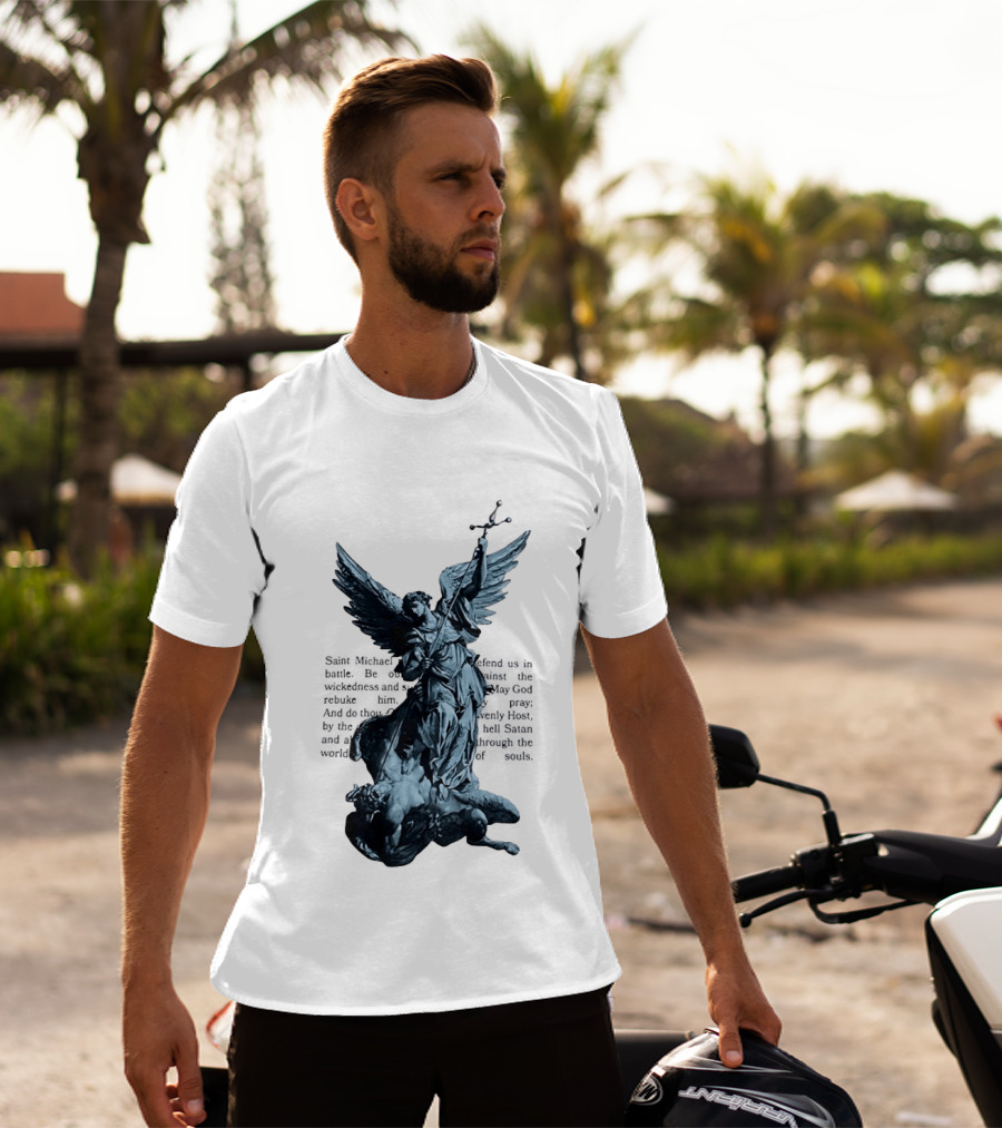 Saint Michael Overcoming Satan With Sword And Wings T-Shirt