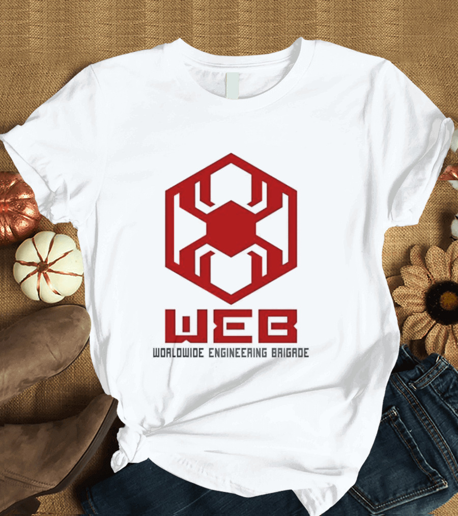WEB Worldwide Engineering Brigade Red Spider Hexagon T-Shirt