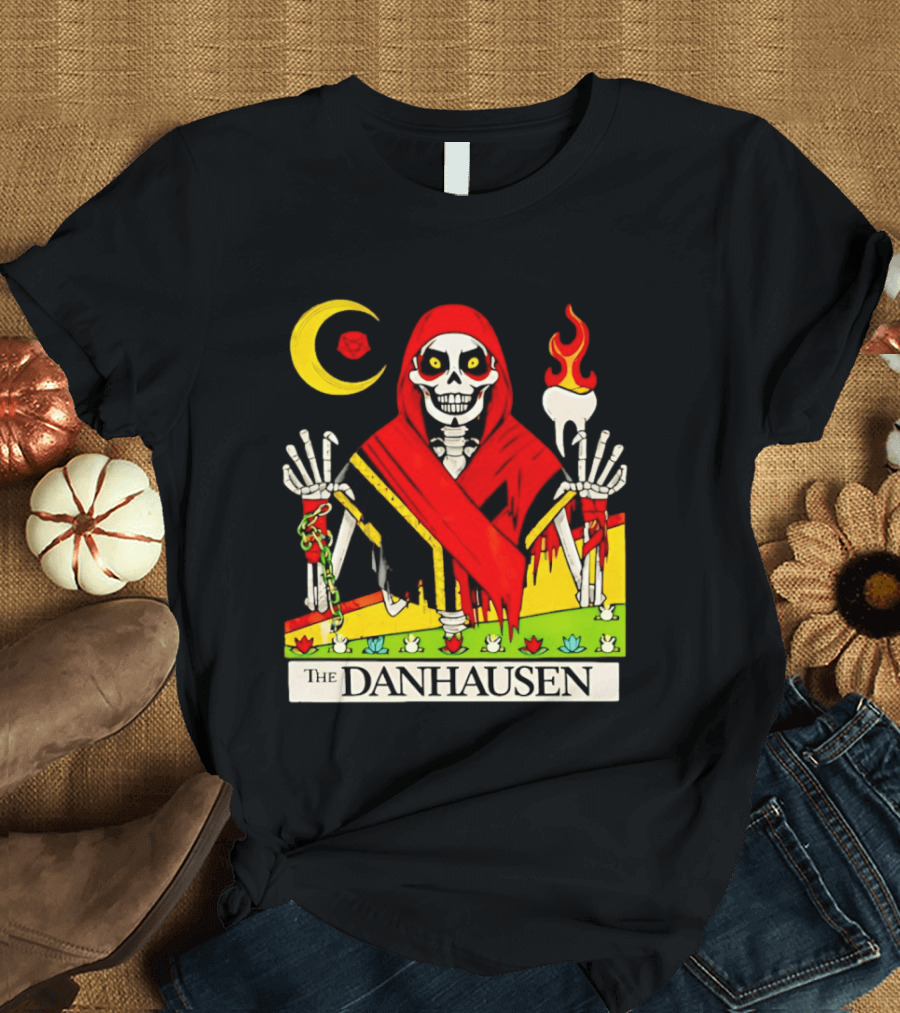 Skeleton In Red Outfit With Cursed WWE Tooth Danhausen T-Shirt