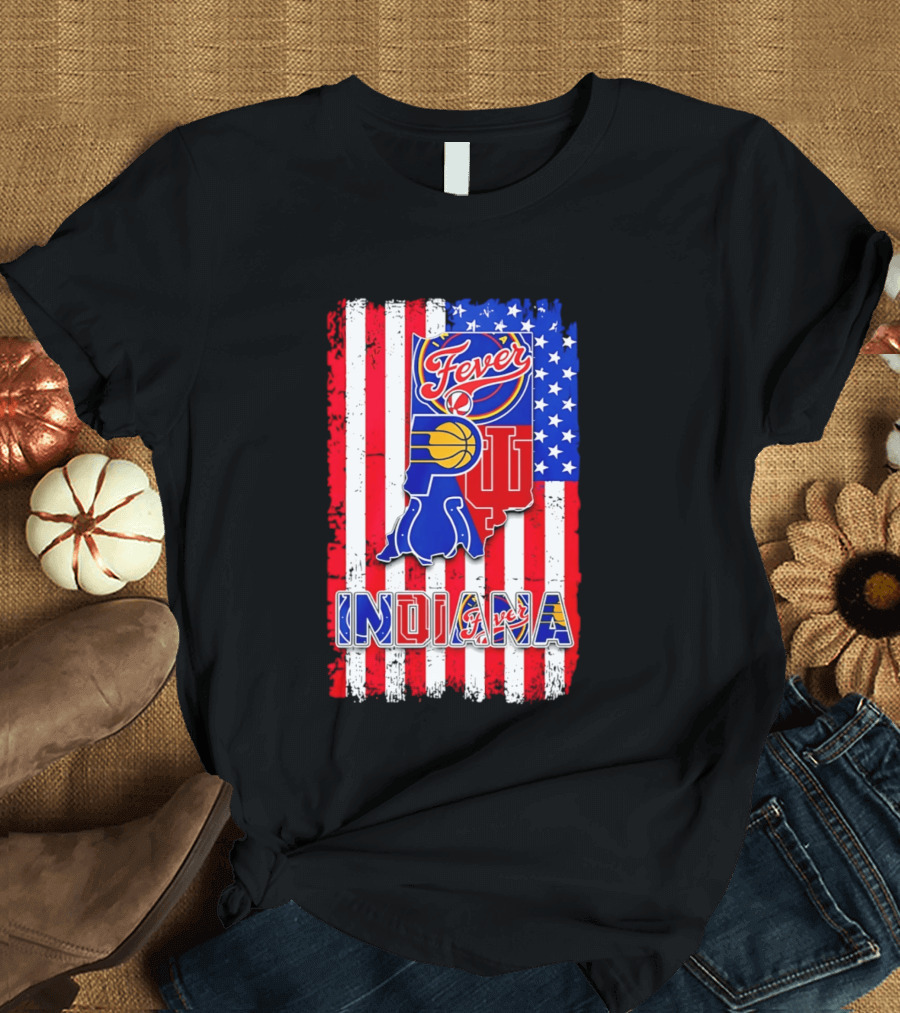 Indiana Fever Pacers Hoosiers American Flag T-Shirt