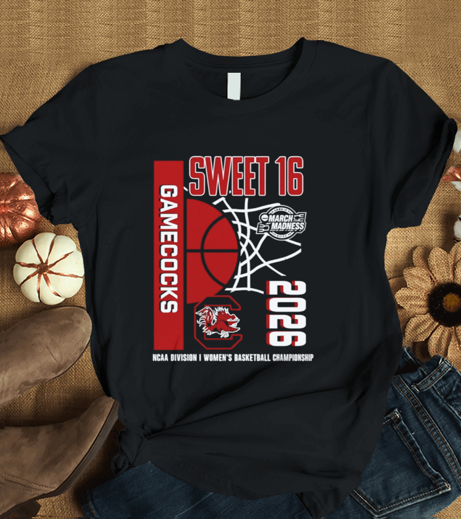 South Carolina Gamecocks 2026 NCAA Division I Women's Basketball Championship March Madness Sweet 16 T-Shirt