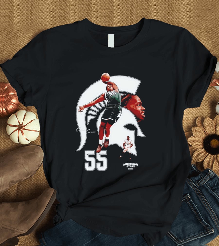 Coen Carr 55 Dunking Michigan State Spartan Basketball Player T-Shirt