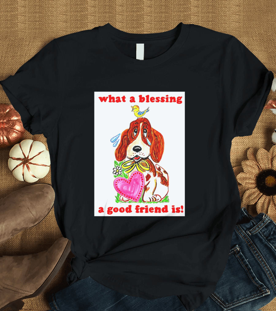 What A Blessing A Good Friend Is Dog And Bird Cartoon T-Shirt