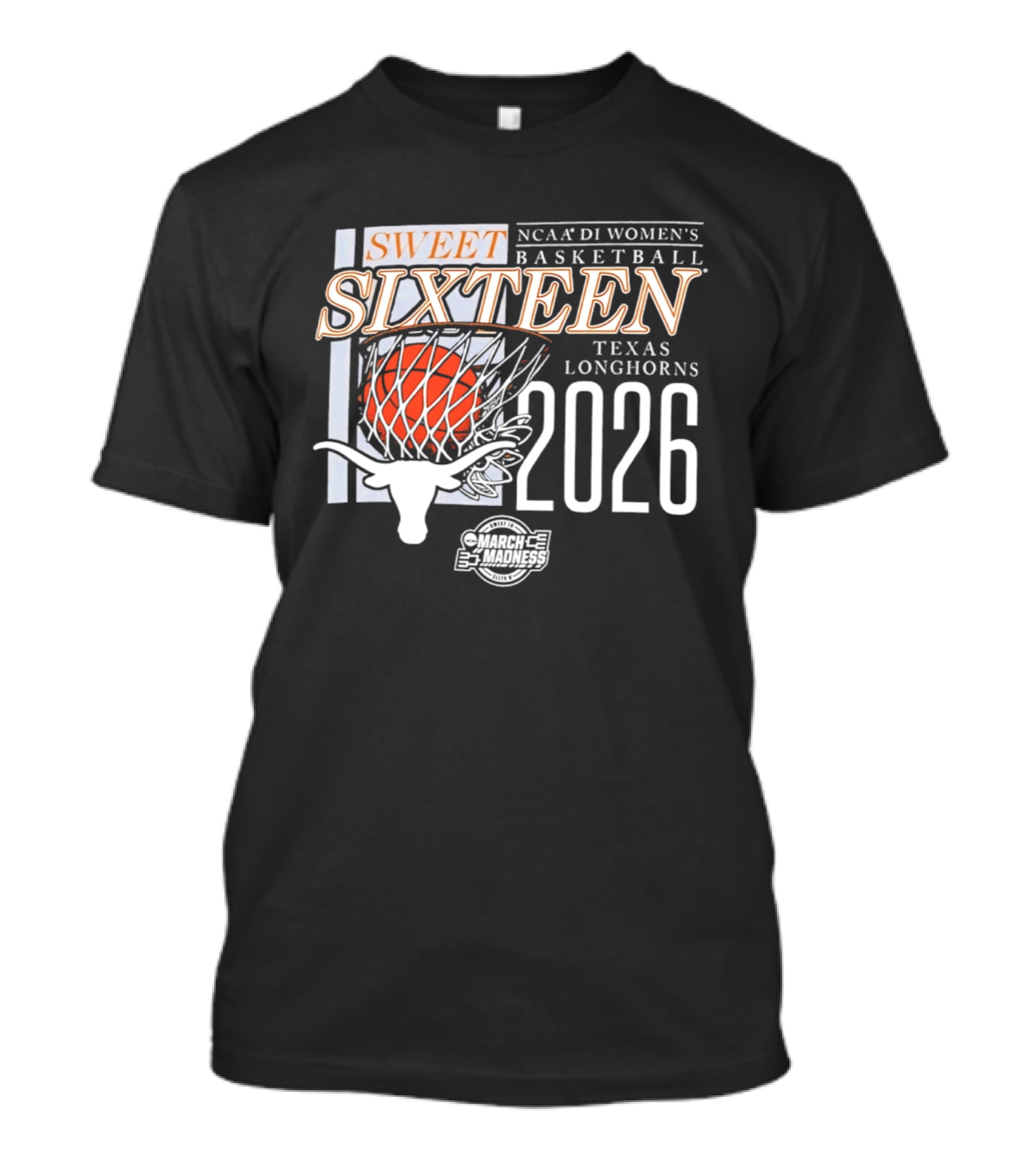 Texas Longhorns NCAA D1 Women's Basketball Sweet Sixteen 2026 T-Shirt