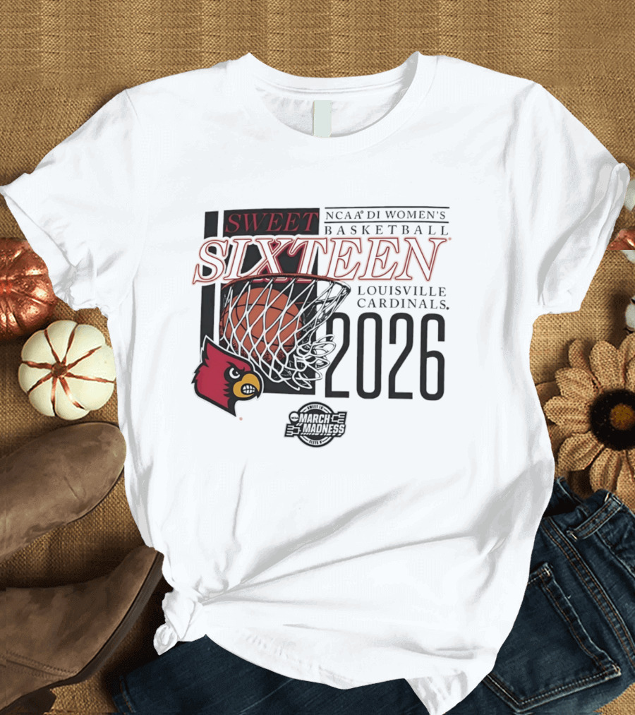 Sweet Sixteen 2026 NCAA DI Women's Basketball Louisville Cardinals College Bounders T-Shirt