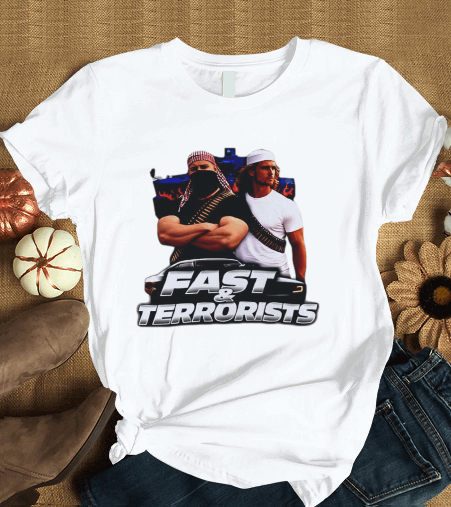 Fast & Terrorists Movie Parody With Muscle Cars And Bandolier T-Shirt