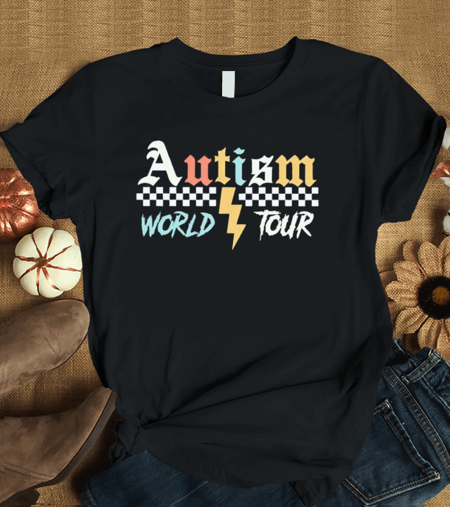 Autism World Tour Checkered Flag Lightning T-Shirt