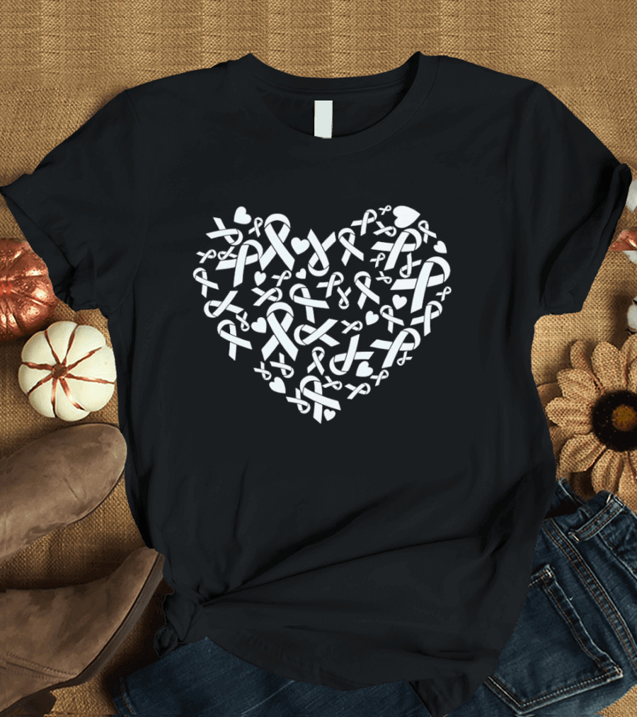 Go Grey In May Brain Cancer Awareness Ribbon Heart Shape T-Shirt