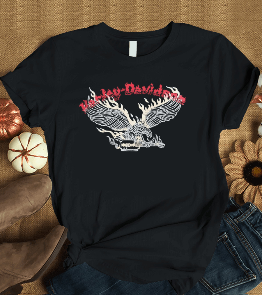 Machine Gun Kelly Harley Davidson Flame Eagle Americana T-Shirt