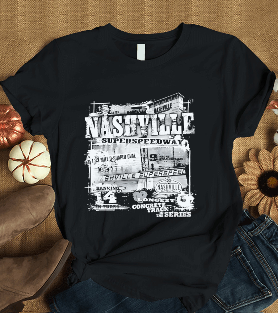 Nashville Superspeedway D Shaped Oval Longest Concrete Track In The Series Racing T-Shirt