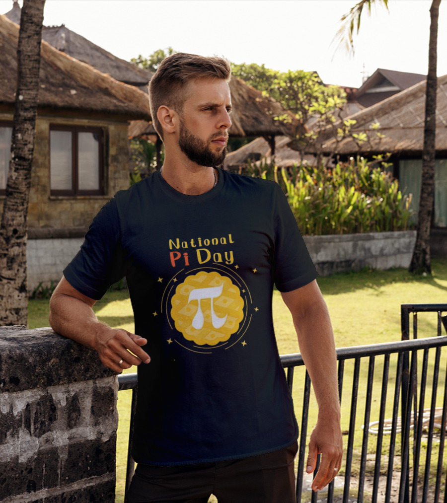 National Pi Day Pie Icon With Stars And Math T-Shirt