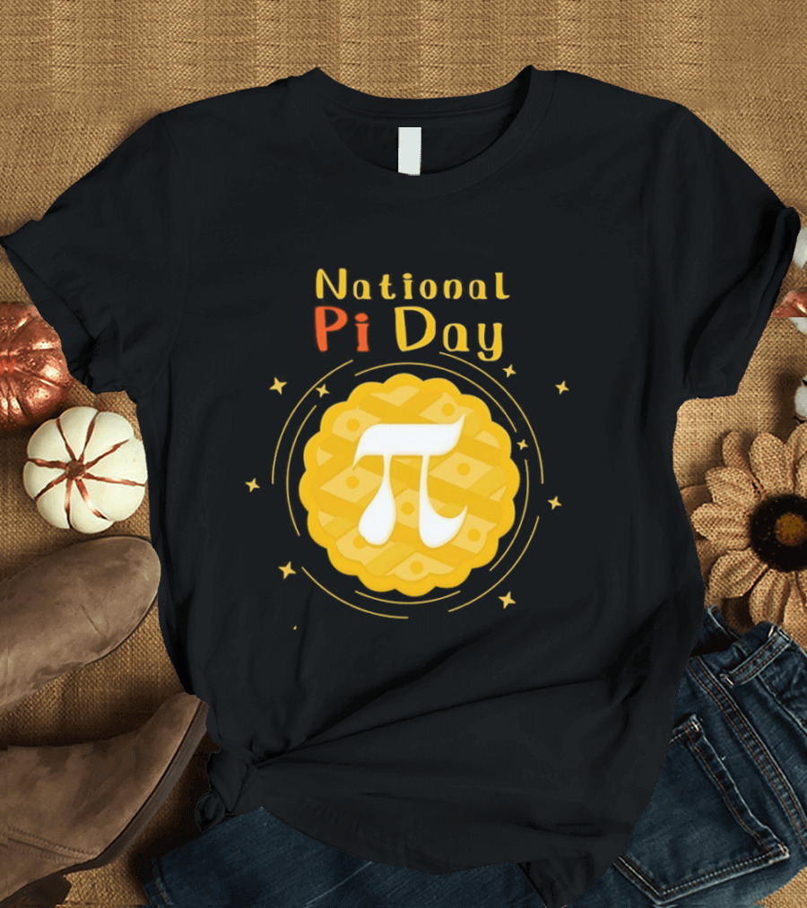 National Pi Day Pie Icon With Stars And Math T-Shirt