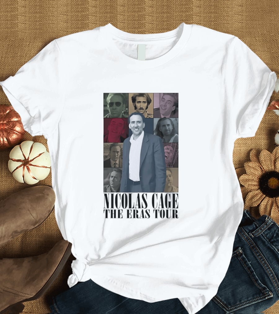Nicolas Cage The Eras Tour Multicolor Collage T-Shirt