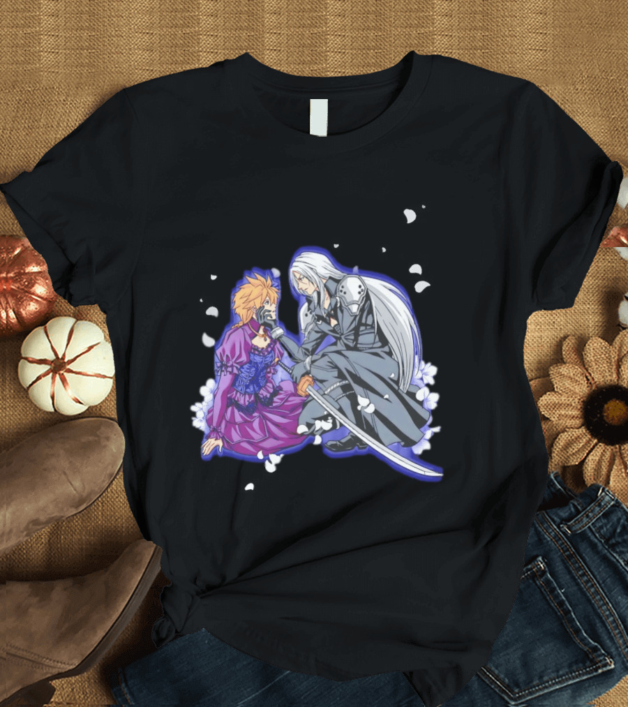 Aerith And Sephiroth Enemy Love Final Fantasy Iconic Characters In Romantic Conflict T-Shirt