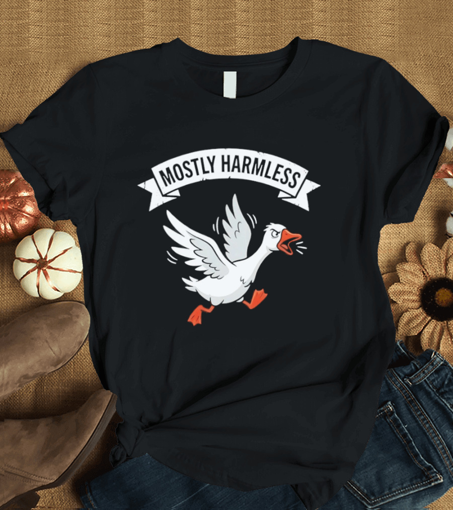 Goose Running And Screaming Mostly Harmless Funny Meme T-Shirt
