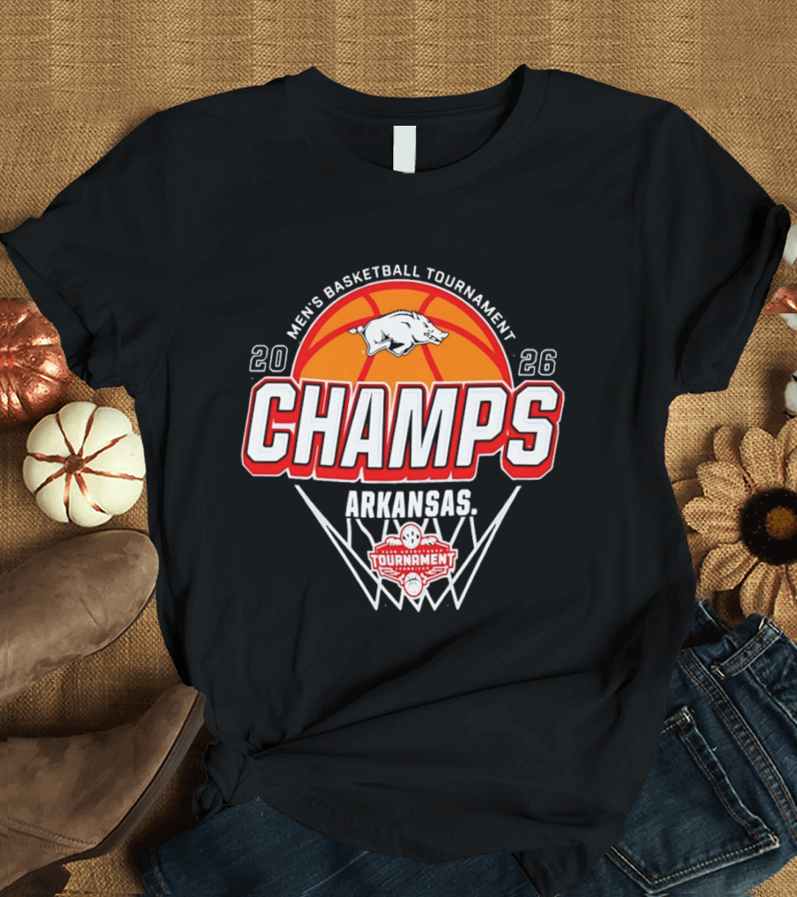 Arkansas Razorbacks Men's Basketball Tournament Champs 2026 Basketball Trophy T-Shirt