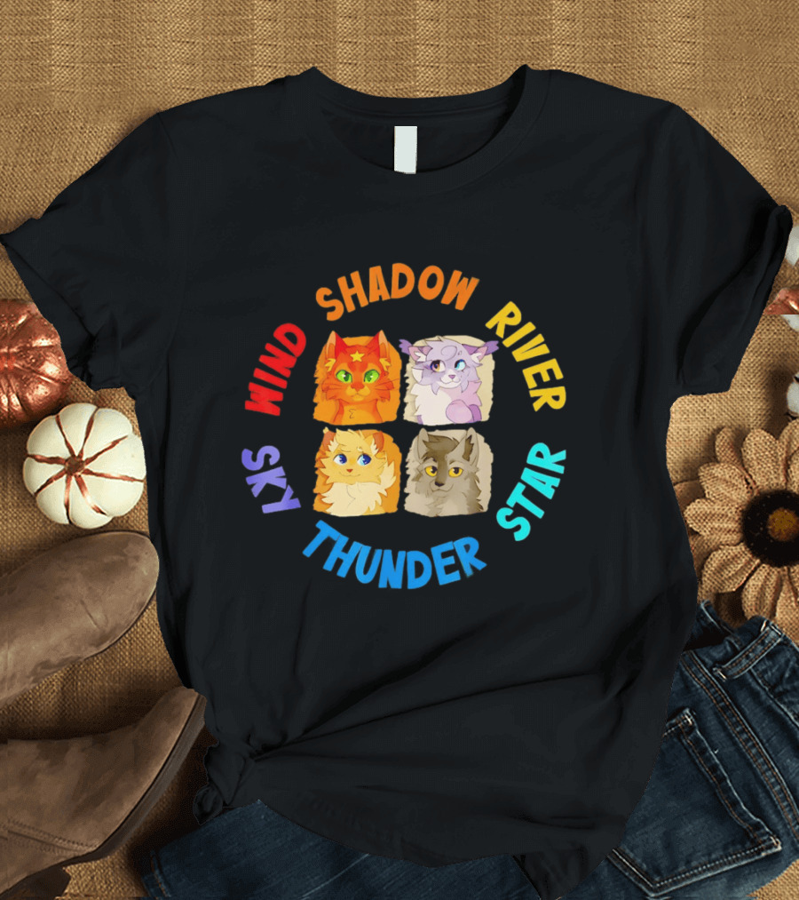 Wind Shadow River Star Thunder Sky Cats T-Shirt