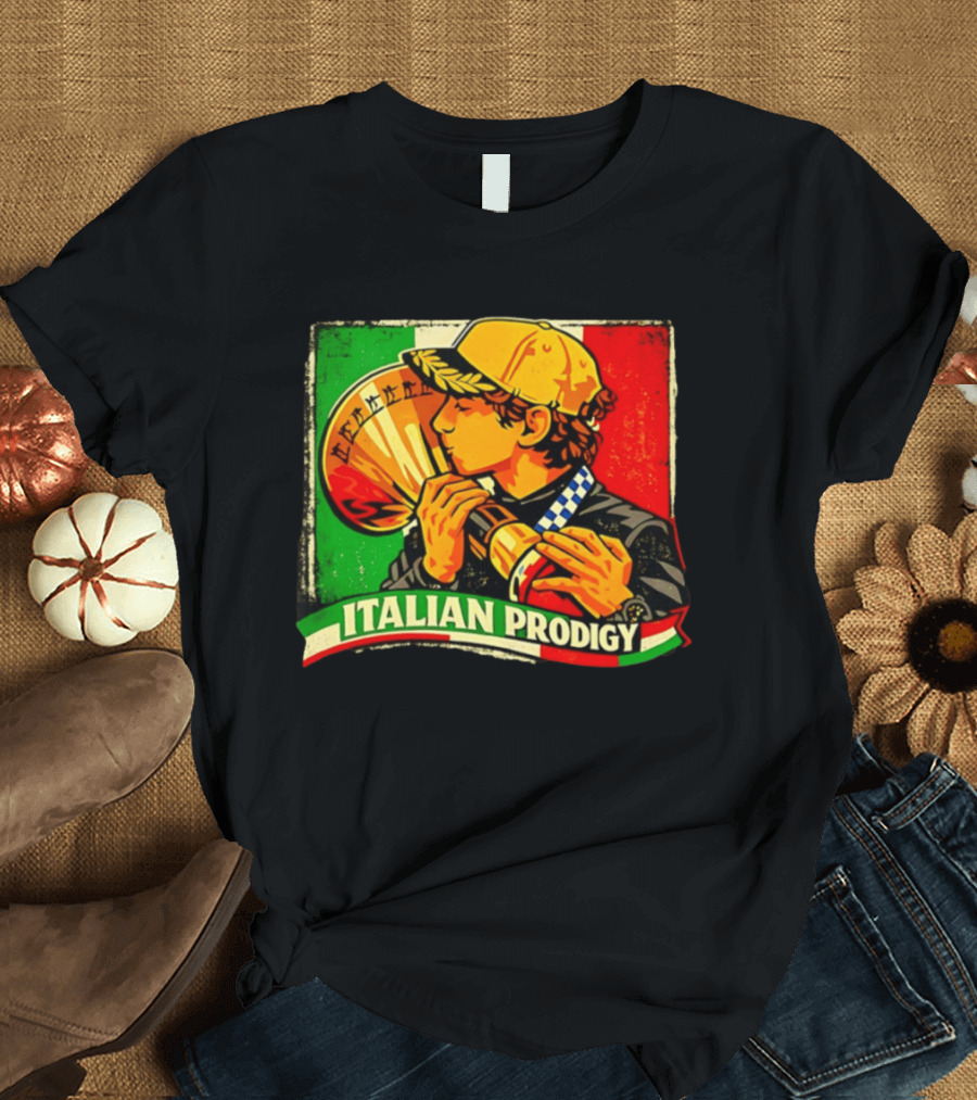 Italy Player Kissing Trophy Italian Prodigy Flag T-Shirt