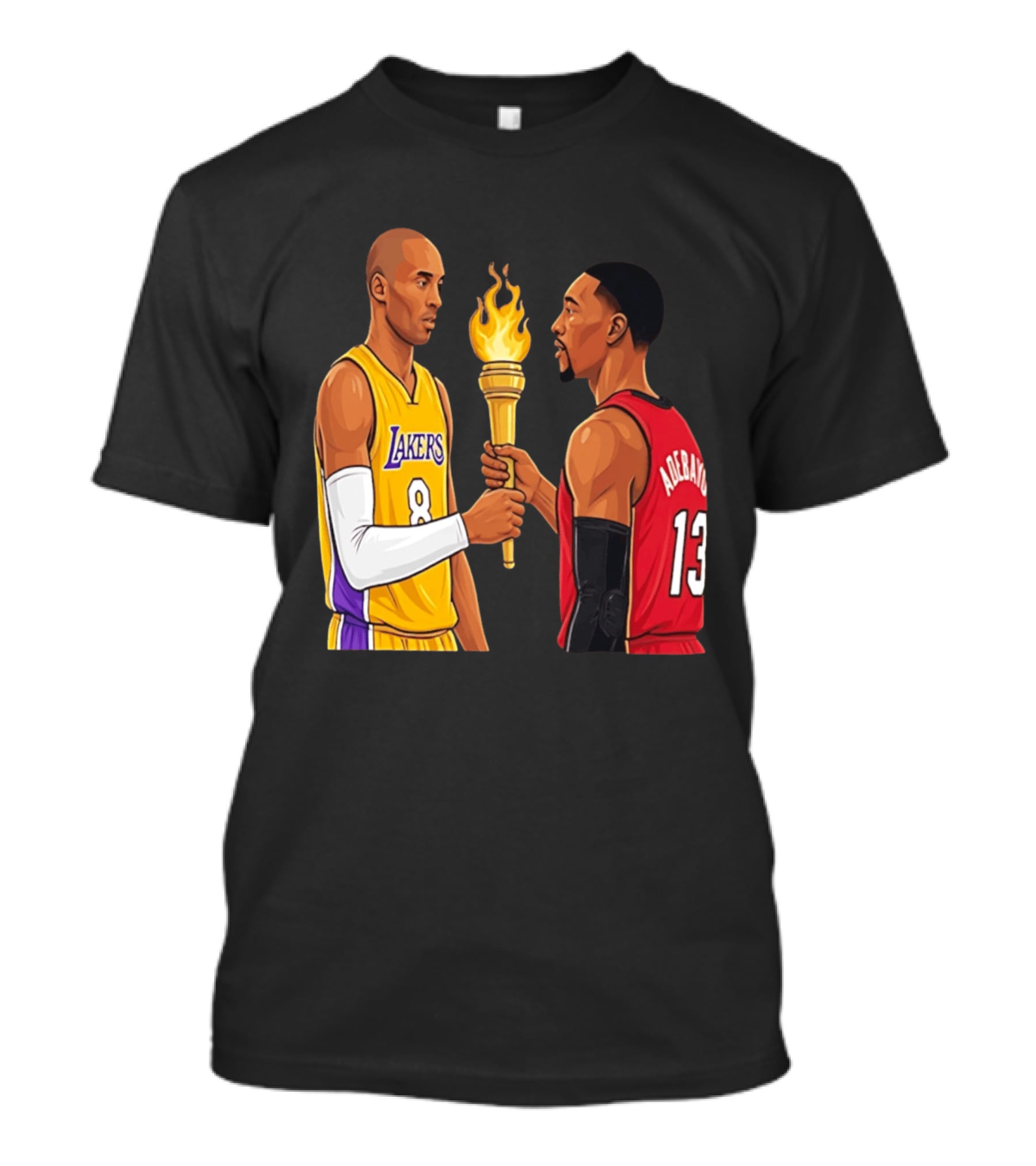 Kobe Lakers Number 8 Passing Torch To Adebayo Number 13 Basketball Moment T-Shirt