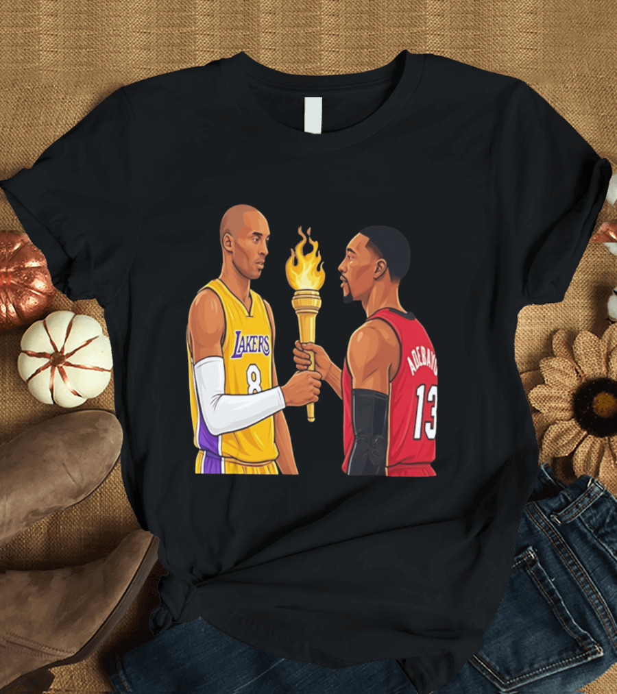 Kobe Lakers Number 8 Passing Torch To Adebayo Number 13 Basketball Moment T-Shirt
