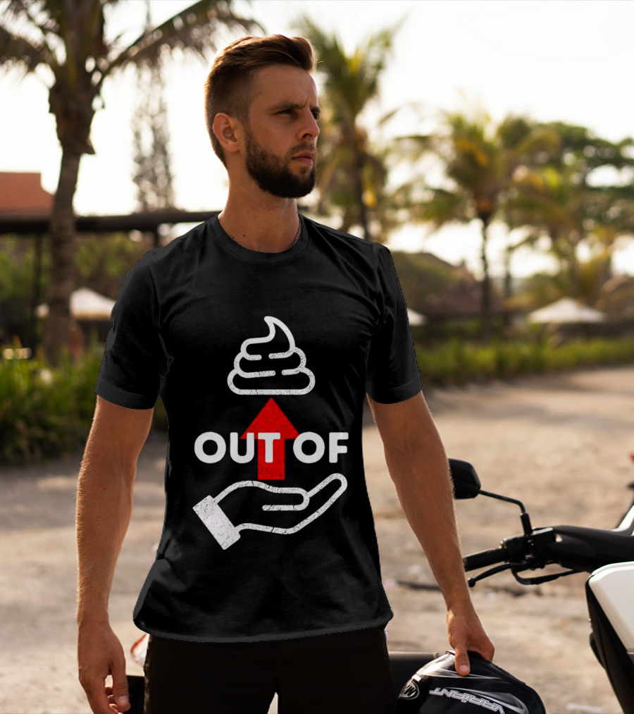 Poop Emoji Hand Gesture Out Of Luck Up Arrow T-Shirt