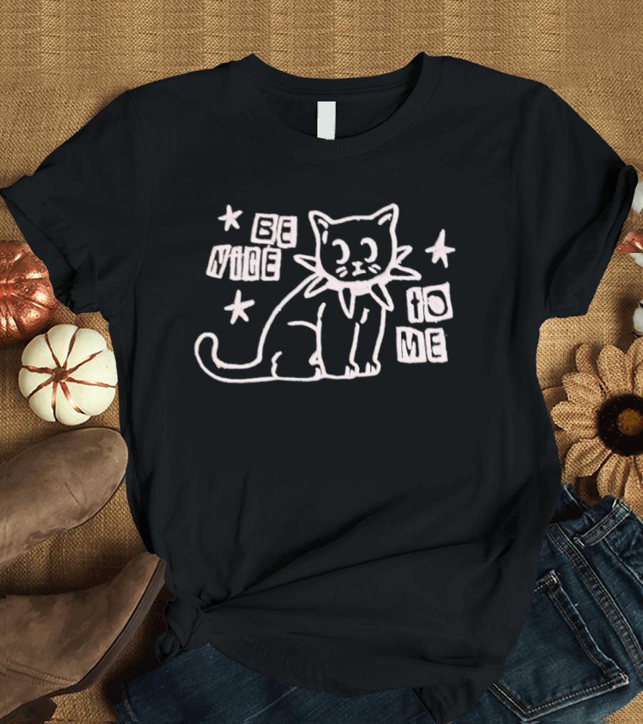 Be Nice To Me Cat Drawing With Stars T-Shirt