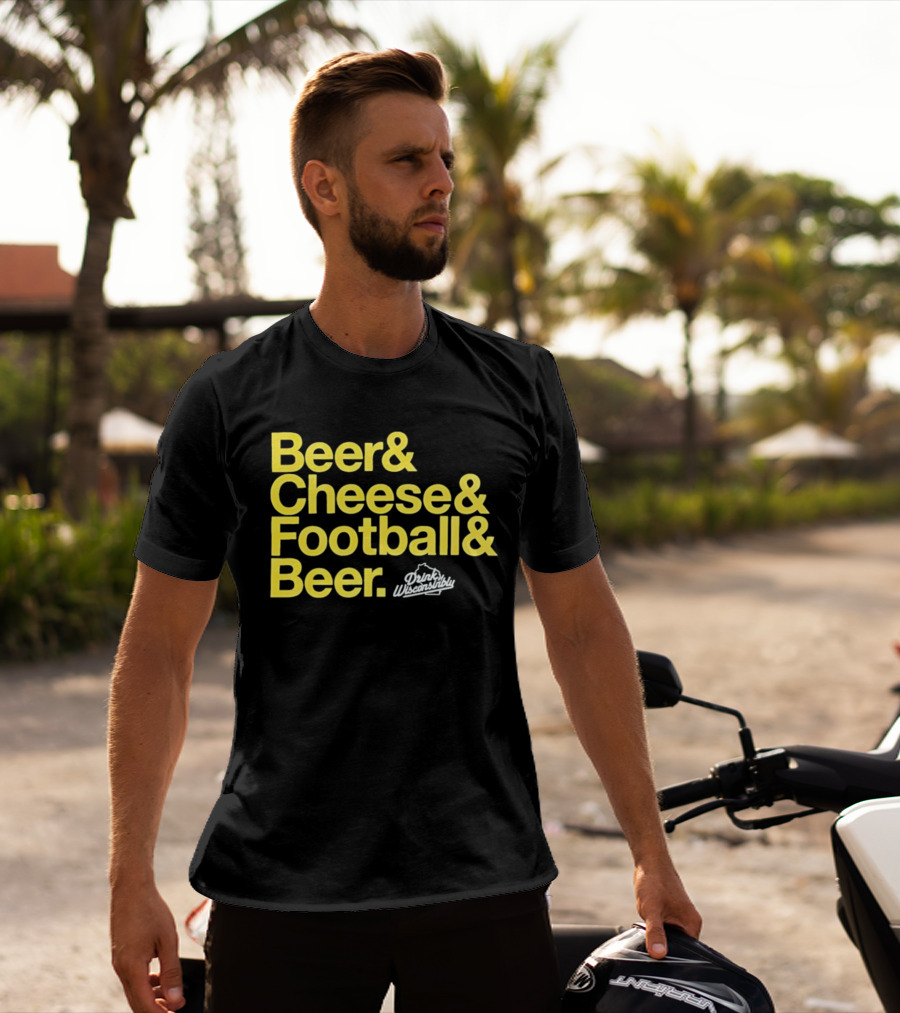 Beer Cheese Football Beer Drink Wisconsibly Packers Fans Game Day T-Shirt