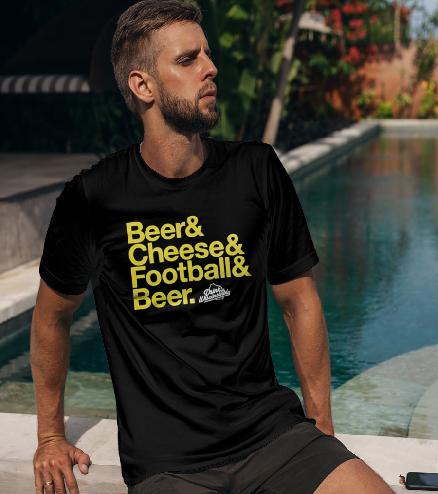 Beer Cheese Football Beer Drink Wisconsibly Packers Fans Game Day T-Shirt