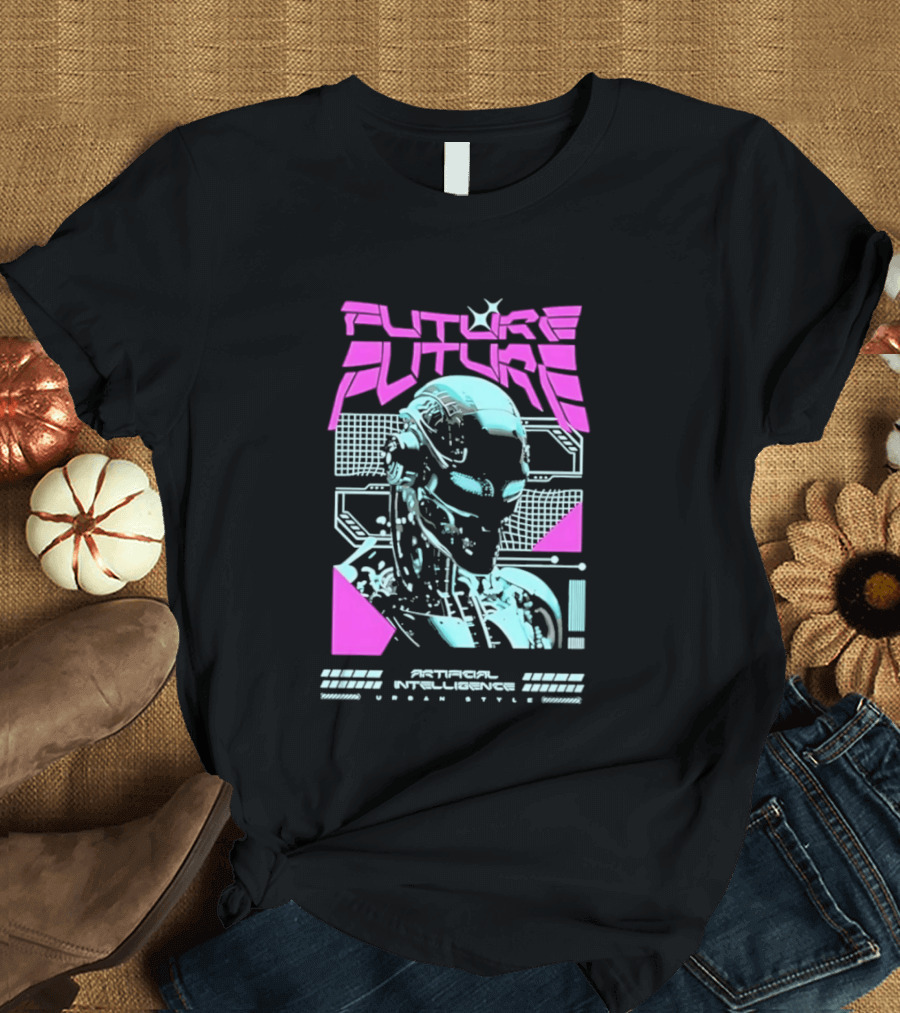 FUTURE FUTURE Cybernetic Robot Head Artificial Intelligence Urban Sci Fi World Cyborg T-Shirt