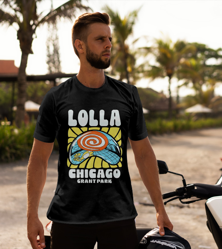 Lolla Chicago Grant Park Swirl Hat Summer Sunburst T-Shirt