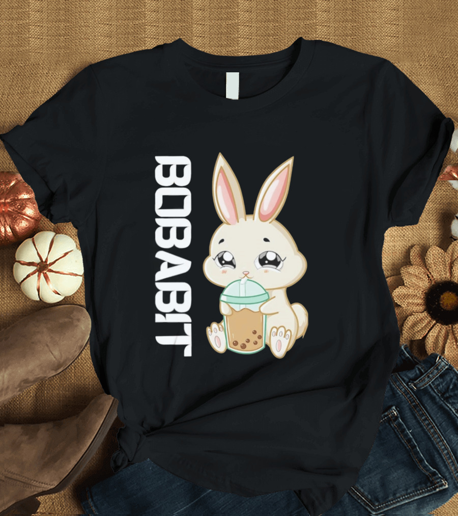 Bobabbit Cute Bunny Drinking Boba Tea T-Shirt