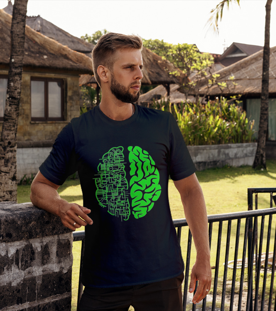 Mind Vs Machine Circuitry Brain Dual Personality T-Shirt