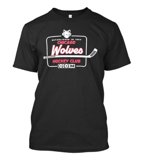 Chicago Wolves Established 1994 Hockey Club Retro Logo With Wolf And Hockey Stick T-Shirt