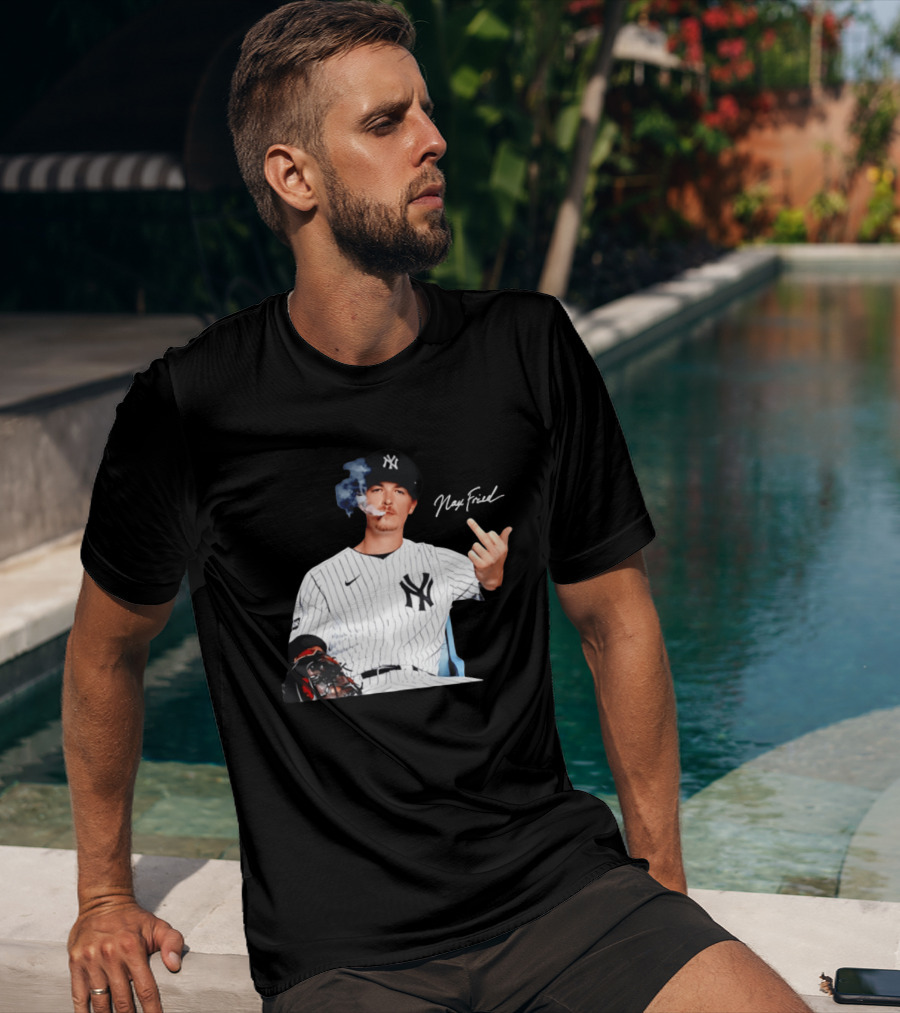 Max Fried New York Yankees Middle Finger Gesture Smoking 2026 T-Shirt