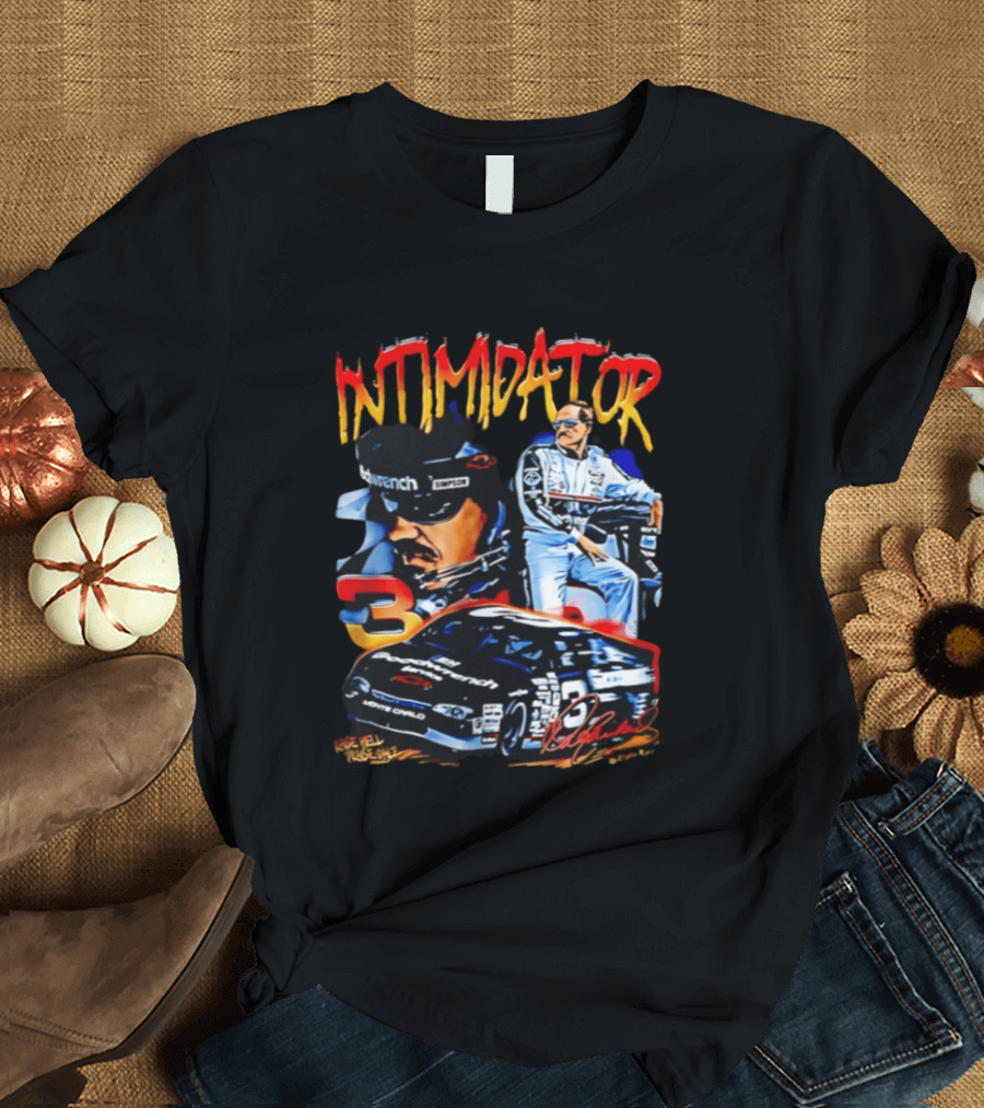 Dale Earnhardt Sr Intimidator NASCAR Racing Legend Number 3 Car Simpson Wrangler T-Shirt